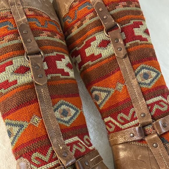 Sofft Porter Aztec Blanket Leather Tall Harness Boots Size 7 - Picture 9 of 11